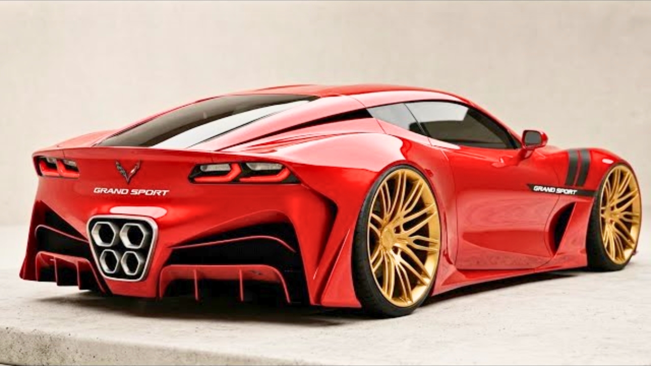 2026 Chevrolet Corvette Grand Sport Widebody Custom Model with Gold Wheels – Bold High-Performance Sports Car Design and Modern Supercar Styling Concept