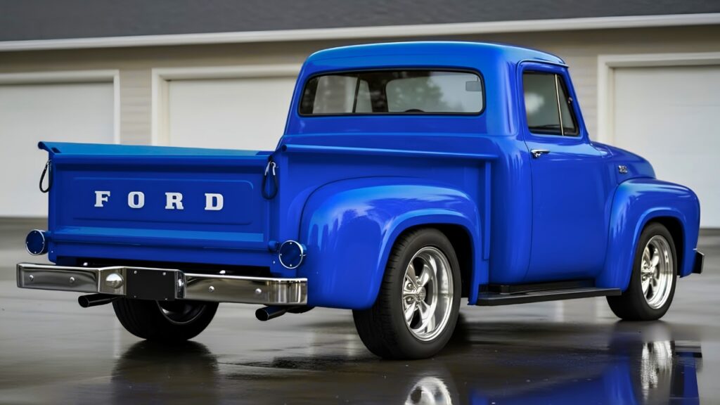 1955 Ford F-100 Custom: Classic Blue Pickup Truck with Timeless Style