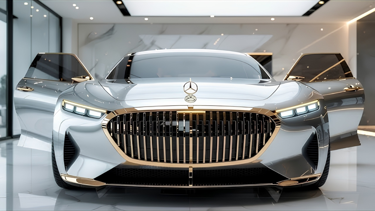 Mercedes-Maybach Concept Car: Stunning Luxury Sedan with Chrome and Gold Grille, Futuristic Design, Premium Comfort, and Next-Generation Innovation